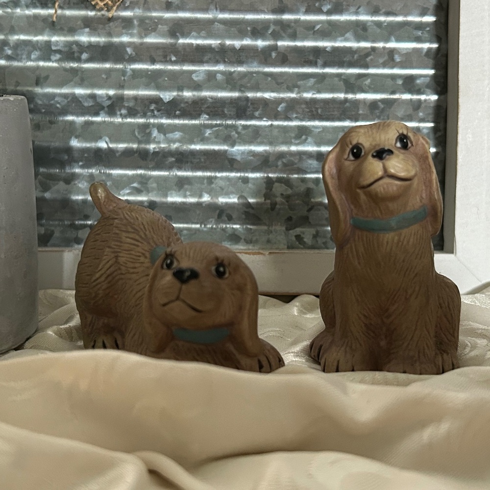😉Bundle Days😉 1990 House Of Lloyd Basket Of Pups Spaniel Figurines Ceramic
